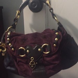 Juicy Couture Purple Suede / Black Leather Bag
